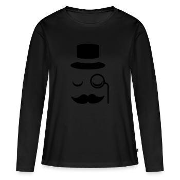 Monsieur moustache verres cylindriques monocle barbe - T-shirt manches longues Premium bio Femme - noir - Devant - Julia (174cm)