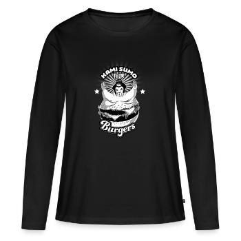 Burgers sumo - T-shirt manches longues Premium bio Femme - noir - Devant - Julia (174cm)