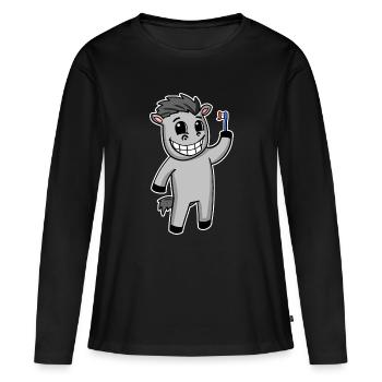Cheval avec brosse à dents - T-shirt manches longues Premium bio Femme - noir - Devant - Julia (174cm)