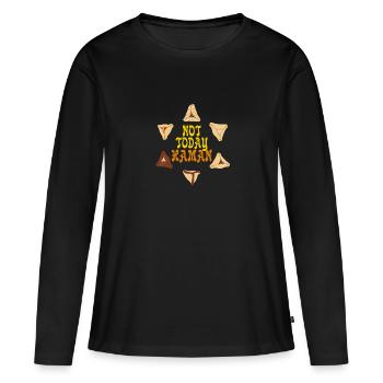Pas aujourd’hui Haman Pourim Judaïsme - T-shirt manches longues Premium bio Femme - noir - Devant - Julia (174cm)