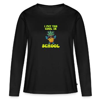 J’ai mis la fraîcheur dans School Boy Girl - T-shirt manches longues Premium bio Femme - noir - Devant - Julia (174cm)