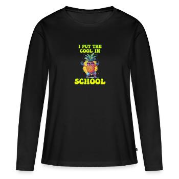 J’ai mis la fraîcheur dans School Boy Girl - T-shirt manches longues Premium bio Femme - noir - Devant - Julia (174cm)