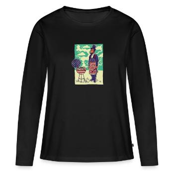 Grill Master USA Flag Abraham Lincoln Barbeque - Women's Premium Organic Long Sleeve Shirt - black - Front - Julia (174cm)