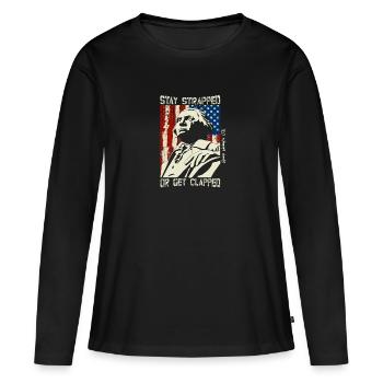 Attachez votre ceinture ou faites-vous applaudir George - T-shirt manches longues Premium bio Femme - noir - Devant - Julia (174cm)