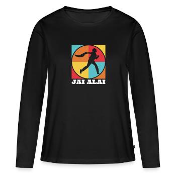Rétro Jai Alai Pelote Basque Raquette La Plus Rapide - T-shirt manches longues Premium bio Femme - noir - Devant - Julia (174cm)