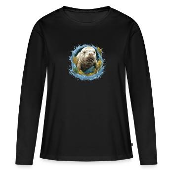 Rettet Die Seekühe Wassertiere Seekühe - Frauen Premium Bio Langarmshirt - Schwarz - Vorne - Julia (174cm)