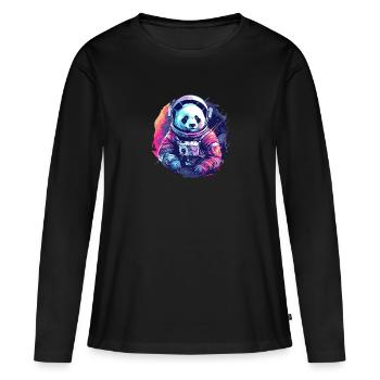 Panda Astronaut - Bamboo Rocket Adventures - T-shirt manches longues Premium bio Femme - noir - Devant - Julia (174cm)