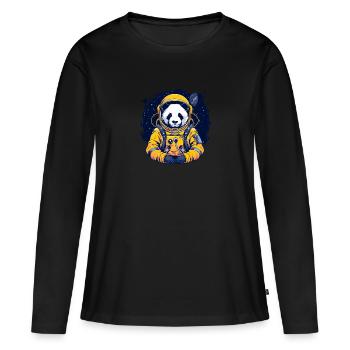 Panda Astronaut - Bamboo Rocket Adventures - T-shirt manches longues Premium bio Femme - noir - Devant - Julia (174cm)
