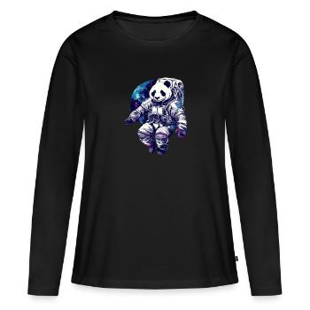 Panda Astronaut - Bamboo Rocket Adventures - T-shirt manches longues Premium bio Femme - noir - Devant - Julia (174cm)