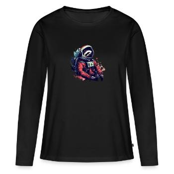 Astronaute paresseux - Un voyage dans l’espace - T-shirt manches longues Premium bio Femme - noir - Devant - Julia (174cm)