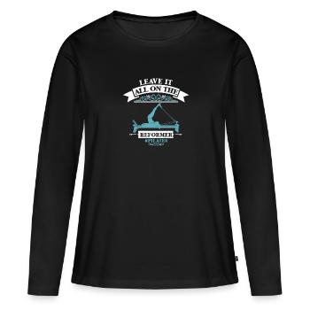 Laissez tout sur le motif Reformer Pilates - T-shirt manches longues Premium bio Femme - noir - Devant - Julia (174cm)