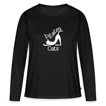 Pilates and Cats Relaxation Motif - Women's Premium Organic Long Sleeve Shirt - black - Front - Julia (174cm)
