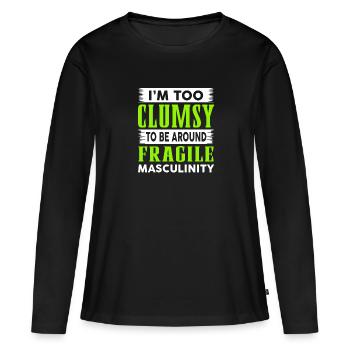 Masculinité maladroite à fragile - T-shirt manches longues Premium bio Femme - noir - Devant - Julia (174cm)