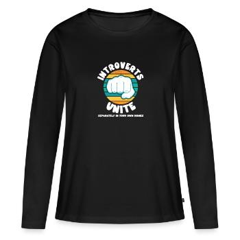 Les introvertis s’unissent séparément dans vos propres maisons - T-shirt manches longues Premium bio Femme - noir - Devant - Julia (174cm)