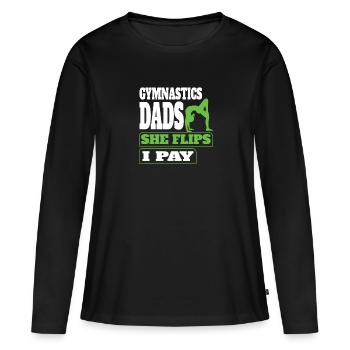 Soutien des pères de gymnastique avec fierté - T-shirt manches longues Premium bio Femme - noir - Devant - Julia (174cm)