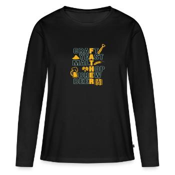 Bière artisanale de brasserie de houblon de malt à la levure artisanale - Parfait pour - T-shirt manches longues Premium bio Femme - noir - Devant - Julia (174cm)