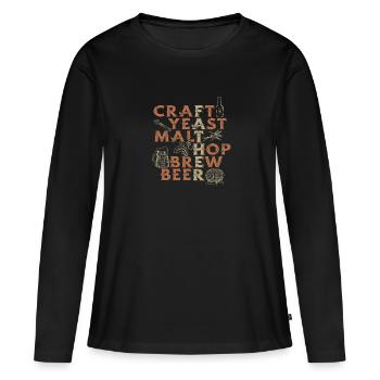 Bière artisanale de brasserie de houblon de malt à la levure artisanale - Parfait pour - T-shirt manches longues Premium bio Femme - noir - Devant - Julia (174cm)