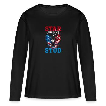 Star Spangled Stud - Patriotic Look with - Women's Premium Organic Long Sleeve Shirt - black - Front - Julia (174cm)
