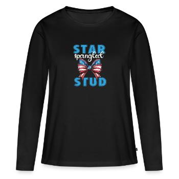 Star Spangled Stud - Patriotic Look with - Women's Premium Organic Long Sleeve Shirt - black - Front - Julia (174cm)
