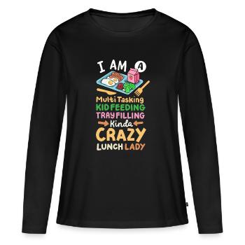 Cafeteria-Crew der Schulkantine - Frauen Premium Bio Langarmshirt - Schwarz - Vorne - Julia (174cm)