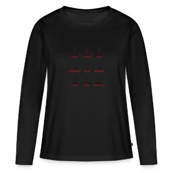 Humour de renne : de Dasher à Rudolph avec - T-shirt manches longues Premium bio Femme - noir - Devant - Julia (174cm)