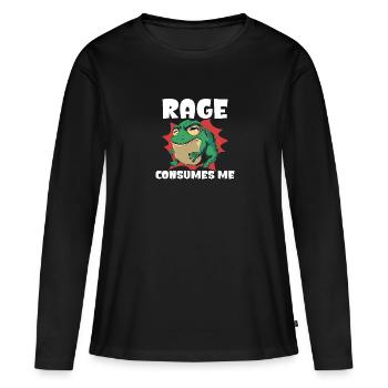 Rage Consumes Me Frog Humor Cartoon - Women's Premium Organic Long Sleeve Shirt - black - Front - Julia (174cm)