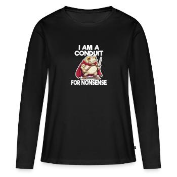 Je suis une chaîne pour l’illustration de grenouille absurde - T-shirt manches longues Premium bio Femme - noir - Devant - Julia (174cm)
