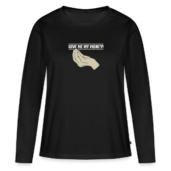 Donnez-moi mon argent ! Illustration humoristique avec - T-shirt manches longues Premium bio Femme - noir - Devant - Julia (174cm)