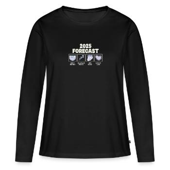 2025 Vorhersage: Windeln, Schlaflose Nächte, - Frauen Premium Bio Langarmshirt - Schwarz - Vorne - Julia (174cm)