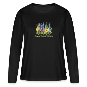 Support Federal Worker Flower Motif - Women's Premium Organic Long Sleeve Shirt - black - Front - Julia (174cm)