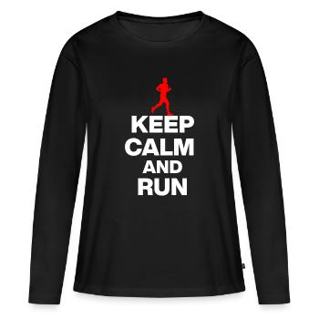RESTE CALME ET COURS ! POUR LES JOGGEURS ET LES MARATHONIENS w - T-shirt manches longues Premium bio Femme - noir - Devant - Julia (174cm)