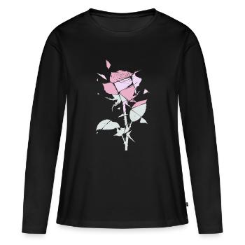 Pastel Rose Fragments - T-shirt manches longues Premium bio Femme - noir - Devant - Julia (174cm)