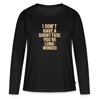 Pas de froid à la mèche longue, de mots longs - T-shirt manches longues Premium bio Femme - noir - Devant - Julia (174cm)
