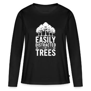 Arbres, Arbres, Arbres, Drôles d’Arbres, Cadeau - T-shirt manches longues Premium bio Femme - noir - Devant - Julia (174cm)