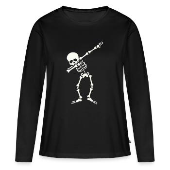 Dab Squelette - T-shirt manches longues Premium bio Femme - noir - Devant - Julia (174cm)