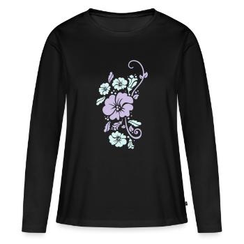 floral - T-shirt manches longues Premium bio Femme - noir - Devant - Julia (174cm)