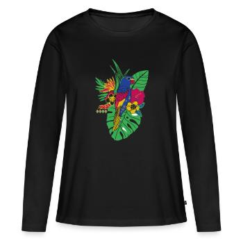 gaya flower parrot - Women's Premium Organic Long Sleeve Shirt - black - Front - Julia (174cm)