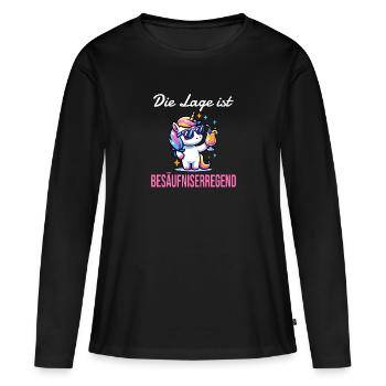 lustiger Einhorn Spruch zum Feiern und Party - Frauen Premium Bio Langarmshirt - Schwarz - Vorne - Julia (174cm)