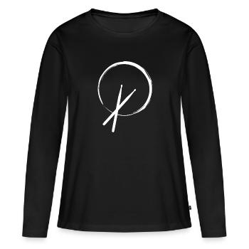 Tambours, tambours, batteries, baguettes - T-shirt manches longues Premium bio Femme - noir - Devant - Julia (174cm)