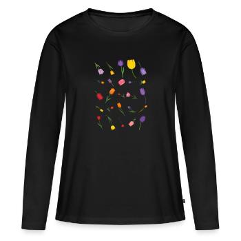 Source - T-shirt manches longues Premium bio Femme - noir - Devant - Julia (174cm)