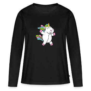 Cute Funny Cool Unicorn Unicorns fable - Women's Premium Organic Long Sleeve Shirt - black - Front - Julia (174cm)