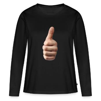 Daumen hoch - Frauen Premium Bio Langarmshirt - Schwarz - Vorne - Julia (174cm)