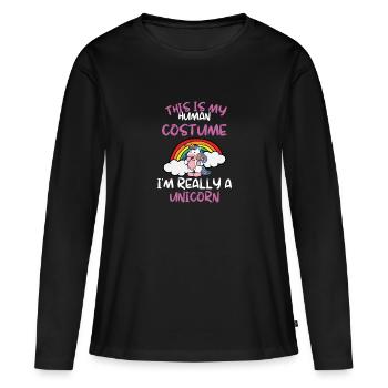 Licorne Costume Party Cadeau Fantaisie Licorne - T-shirt manches longues Premium bio Femme - noir - Devant - Julia (174cm)