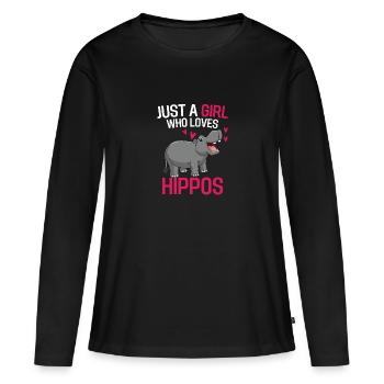 Hippo Girl Africa Zoo Animal Gift Hippo - T-shirt manches longues Premium bio Femme - noir - Devant - Julia (174cm)