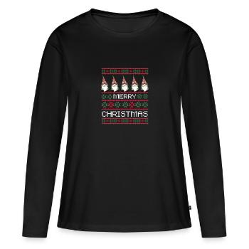 Pyjamas Elfes Cadeau Joyeux Noël - T-shirt manches longues Premium bio Femme - noir - Devant - Julia (174cm)