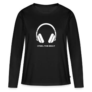 JE SENS LE RYTHME - T-shirt manches longues Premium bio Femme - noir - Devant - Julia (174cm)