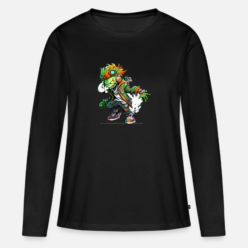 hip hop zombie 2 - Frauen Premium Bio Langarmshirt - Schwarz