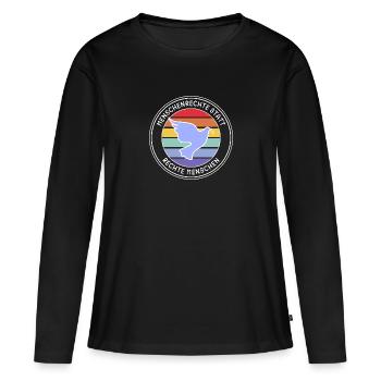 Menschenrechte statt rechte Menschen - Frauen Premium Bio Langarmshirt - Schwarz - Vorne - Julia (174cm)