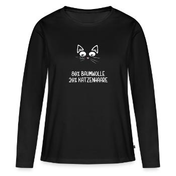 Katzenhaare Baumwolle Katzen Katze Prozent Lustig - Frauen Premium Bio Langarmshirt - Schwarz - Vorne - Julia (174cm)