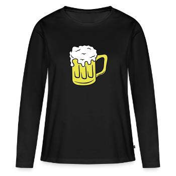 la bière - T-shirt manches longues Premium bio Femme - noir - Devant - Julia (174cm)